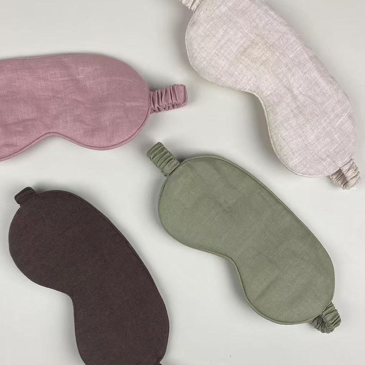 Eye mask Pure Linen Sleep Mask with Elastic Band, No Pressure On Eyes,Side Sleeper Eye Cover Organic Cotton Core Blindfold,Napping & Yoga Travel Essentials (Natural)
