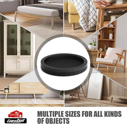 Ezprotekt Non Slip Furniture Pads, 12 Pcs 2" Anti Slip Rubber Caster Cups, No Slide Furniture Gripper, Anti Skid Furniture Coasters for Hardwood Floors, Furniture Stoppers to Prevent Sliding (Black)