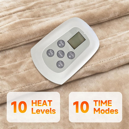 Heated Blanket Electric Throw Blanket with Built-in Button Controller 50"x60" One-Touch Ultra Cozy Soft Warm Heating Electric Blanket with 4 Heat Levels & 4 Hours Auto-Off Overheat Protection