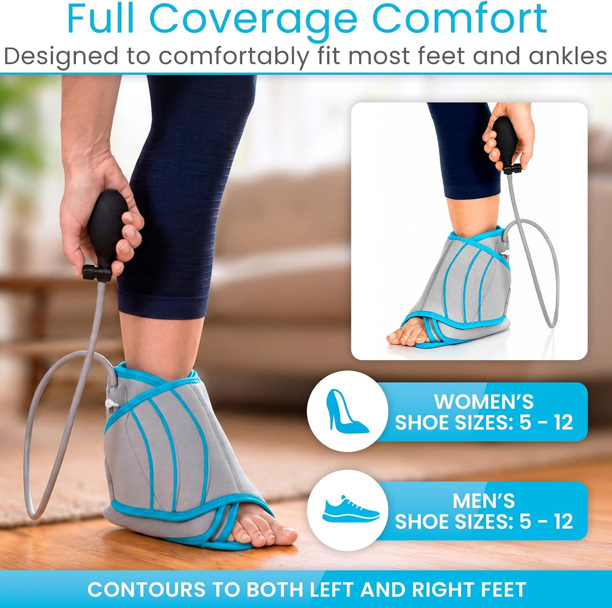 Vive Compression Ankle Ice Pack Wrap for Foot Pain Relief - Soft Cold Brace for Recovering Injuries - Support for Swelling, Sprains, & Fractures - Filled with Reusable Gel, Fits Small & Large Feet