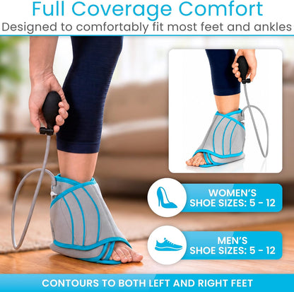 Vive Compression Ankle Ice Pack Wrap for Foot Pain Relief - Soft Cold Brace for Recovering Injuries - Support for Swelling, Sprains, & Fractures - Filled with Reusable Gel, Fits Small & Large Feet