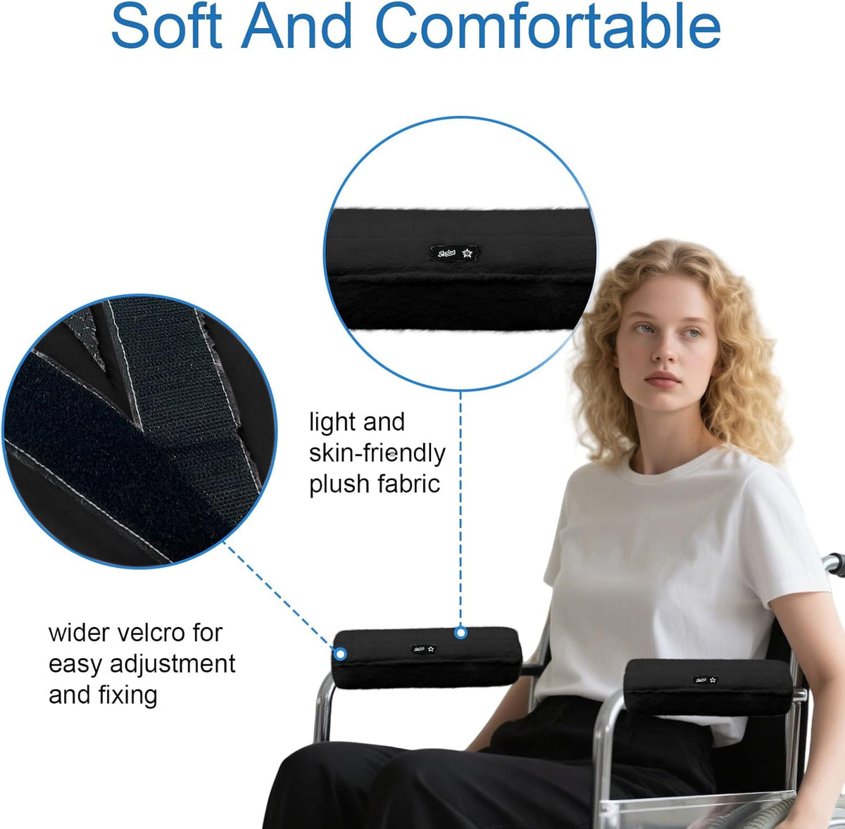SPRING SEAON Wheelchair Armrest Pads Covers Fuzzy Desk Chair Arm Pads Soft