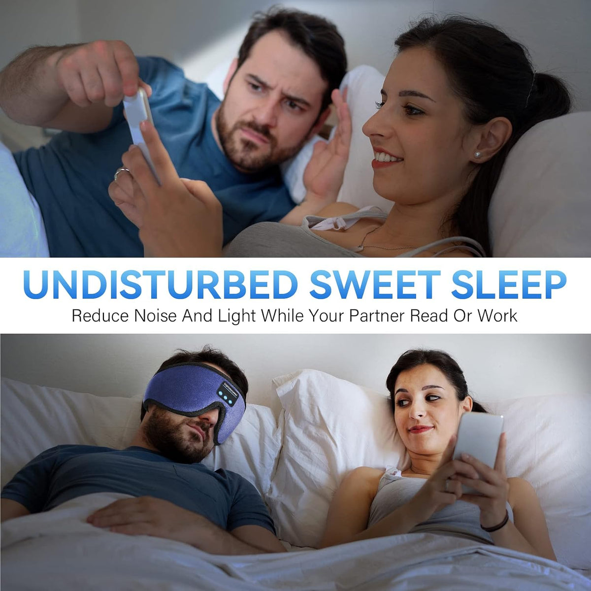 Sleep Headphones, Bluetooth 5.0 Wireless 3D Eye Mask, Lightimetunnel Washable Sleeping Headphones for Side Sleepers With Adjustable Ultra Thin Stereo Speakers Microphone Hands Free for Insomnia Travel