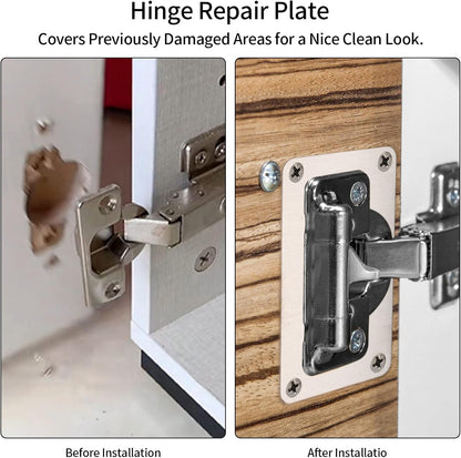 16 Pcs Cabinet Hinges Repair Plates, Cabinet Doors Hinge Repair Kit | cabinet hinge repair plate kit,Stainless Steel Furniture Cabinet Drawer Window Repair Plates with Screwdriver