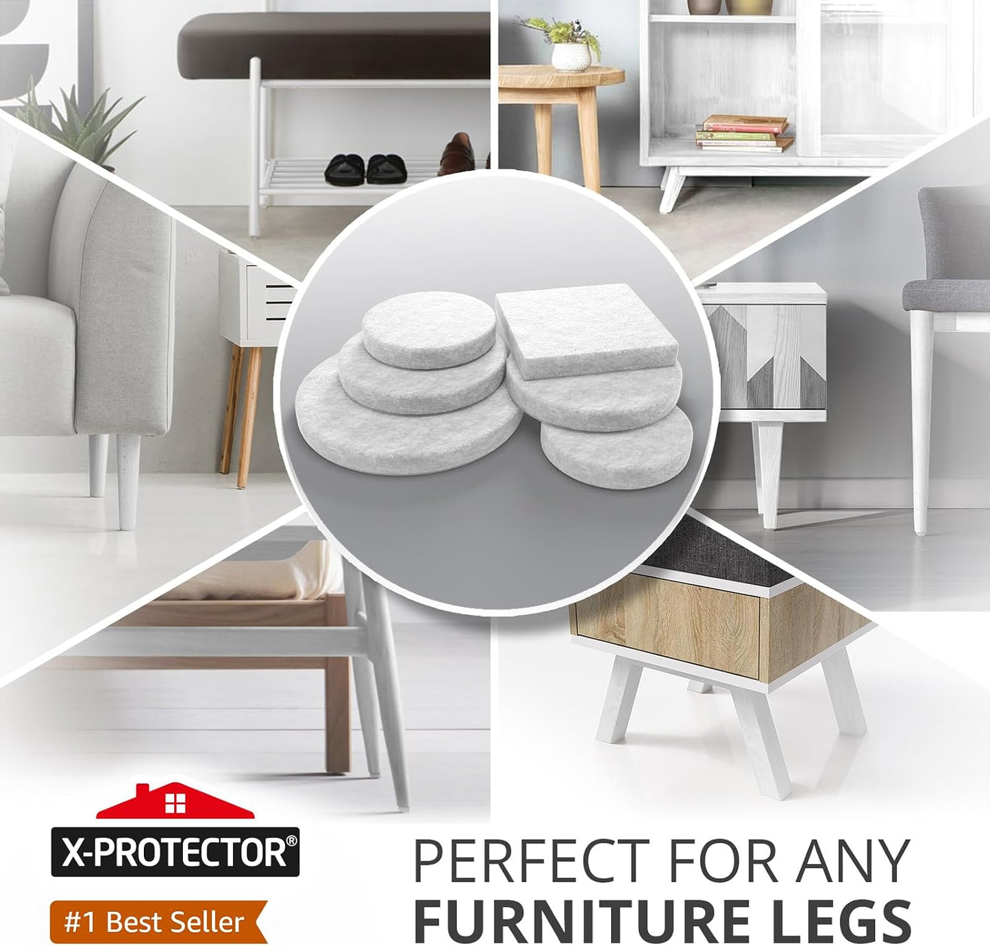 X-PROTECTOR 357 PCS Premium Huge Pack Felt Furniture Pads! | Quantity of Furniture Sliders with Many Big Sizes – Your Ideal Floor Protectors. Protect Your Hardwood & Laminate Floor!