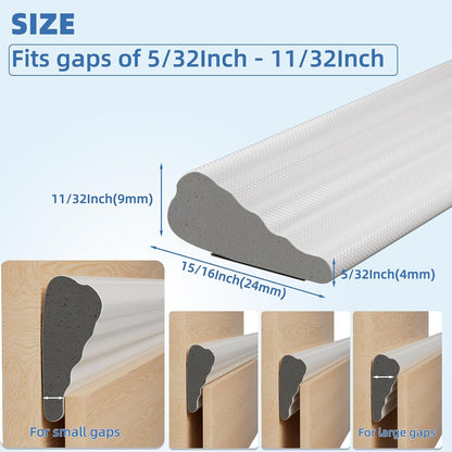 Kneelisa Wedge-Shape Window Weather Stripping Door Frame Seal 118” White | Upgrade Black Foam,Soundproofing,Draft Stopper,Winter Insulation,Noise Blocker, Gap Filler for Exterior Front Door Side