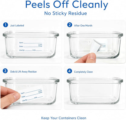 Food Labels for Containers, 2 Rolls, 500 Each, Meal Prep Kitchen Storage.