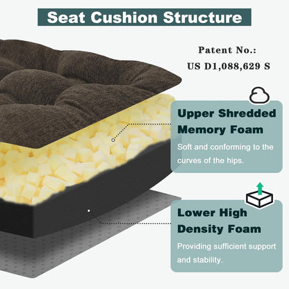 baibu Memory Foam Recliner Cushions with Lumbar Support Pillow Set for Elderly, 20x20x5 Inch Dual-Layer Design Non-Slip Recliner Seat Cushion & Back Support Pillow for Reduce Hip & Lumbar Pain, Brown