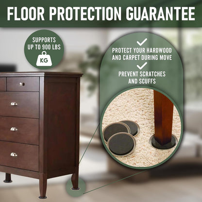 Heavy Duty Furniture Moving System with Lifter Tool and 4 Sliders - Easy Furniture Moving and Lifting Set - Safe for Hardwood Floors and Carpet - Supports Up to 660 lbs