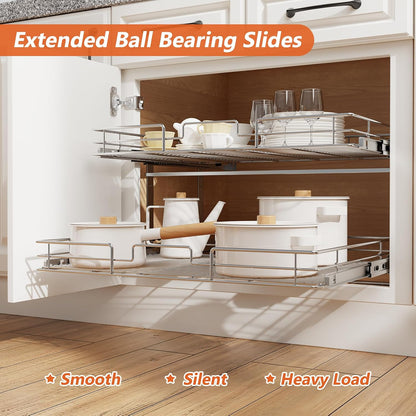 ROOMTEC Pull Out Cabinet Organizer, Pull Out Shelves 5½" W x 21½" D, Heavy Duty Cabinet Drawers Slide Out Kitchen Organizers Storage Shelf