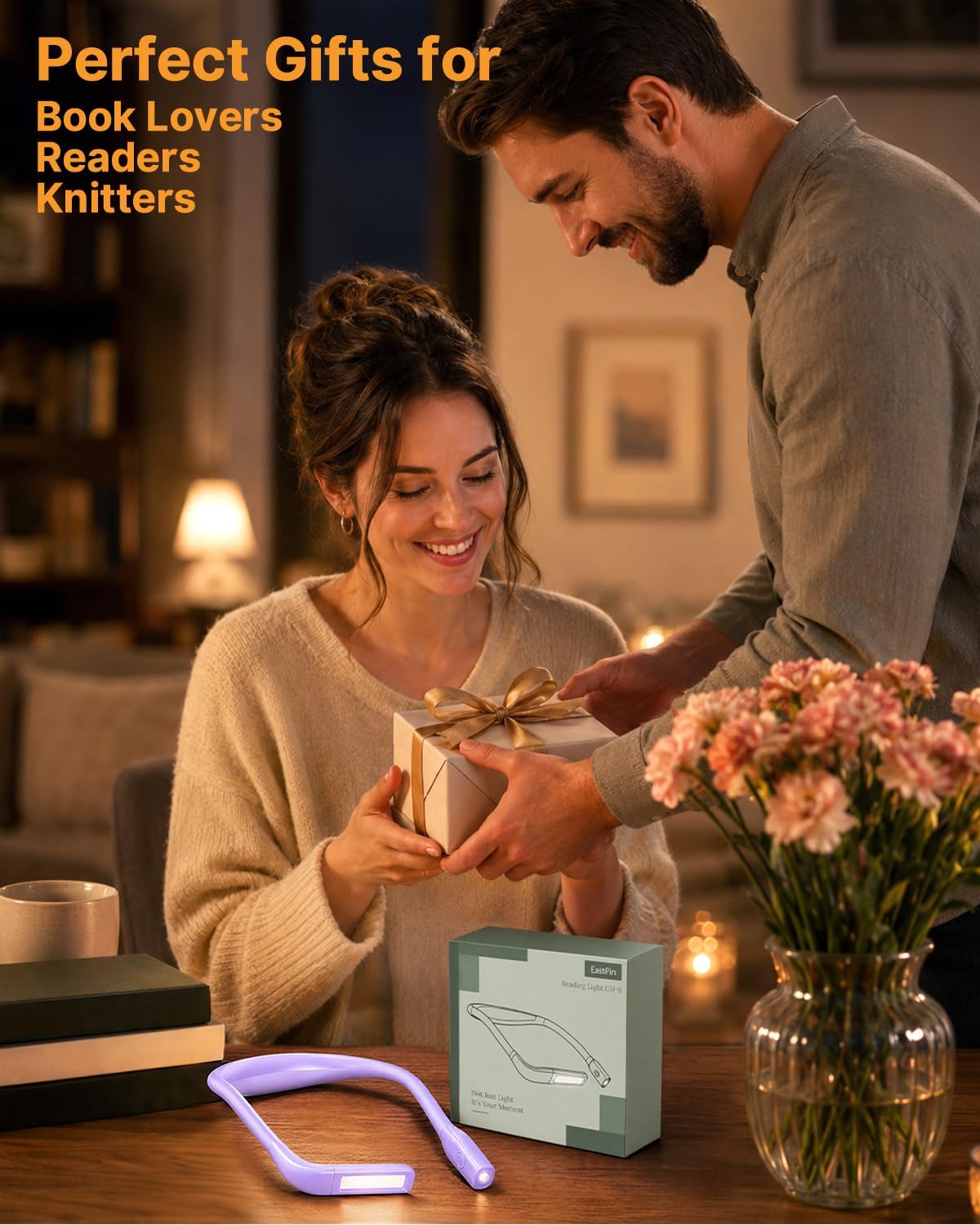 Neck Book Light, Rechargeable Reading Light, 3 Colors Dimmable | Back to School Supplies College Dorm Essentials Bed Lamp, Hands-Free, Dual Lamps, 80H Lasting Neck Light, Gifts for Gilrs
