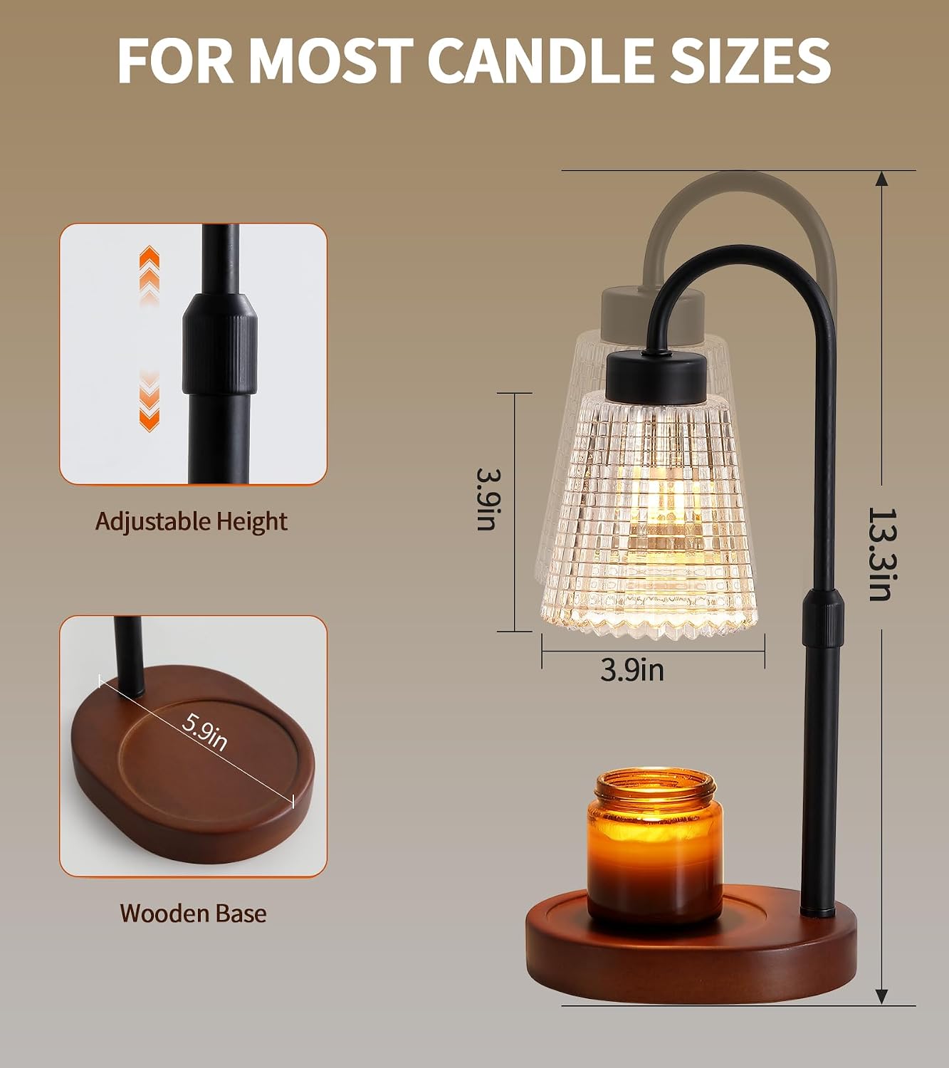 Candle Warmer Lamp with Timer and Dimmer,Electric Gold Light Gifts for Women Melt Wax Warmer Lamp with 2 Bulbs for Candle Jars House Warming New Home Decor Bedroom