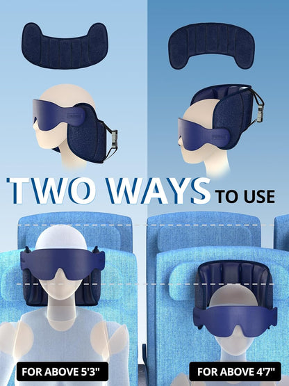 Inspireyes Travel Pillows for Airplanes, 360° Head Support for Long Flight, Soft Airplane Pillow with 3D Eye Mask for Sleeping, Stop Bobblehead, Airplane Headrest Gadgets, Light Black