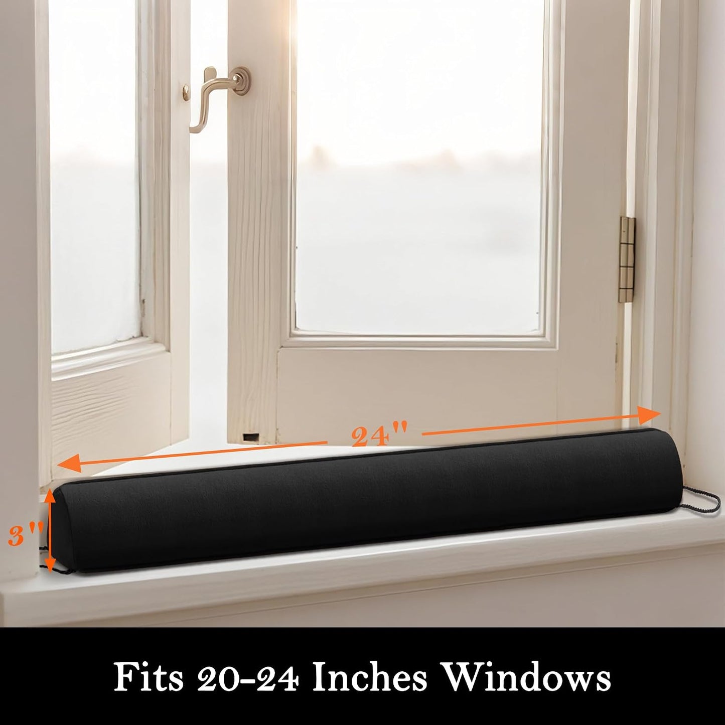 Door Draft Stopper with Removable Washable Cover, 38", Black | Weighted Gap Filler, Blocks Hot and Cold Air, All-Season Seal, Easy Install, Noise & Wind Blocker, Home Essentials