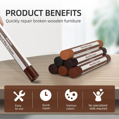 Boncart Wood Filler Sticks,12 Colors Wood Wax Crayons | For Repairing Scratches, Scuffs, Cracks, and Nail Holes on Wood Furniture, Floors, Cabinets, Tables, and Doors