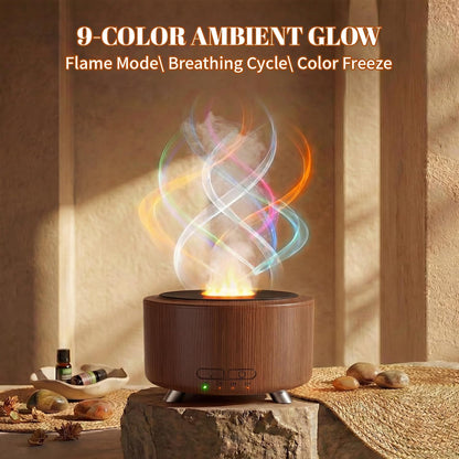 Essential Oil Diffuser for Home, 500ML Aromatherapy Diffuser Oil Machine for Office Room Yoga, Aroma Diffuser with Auto-Off Function, 9 Colors LED Night Light, Light Wood
