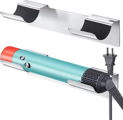 2 PCS Wall Mount Curling Iron Holder and Hair Tool Organizer with Adhesive, Multifunctional Hot Flat Iron and Hair Straightener Holder Storage Stand for Vanity, Cabinet and Wall, White