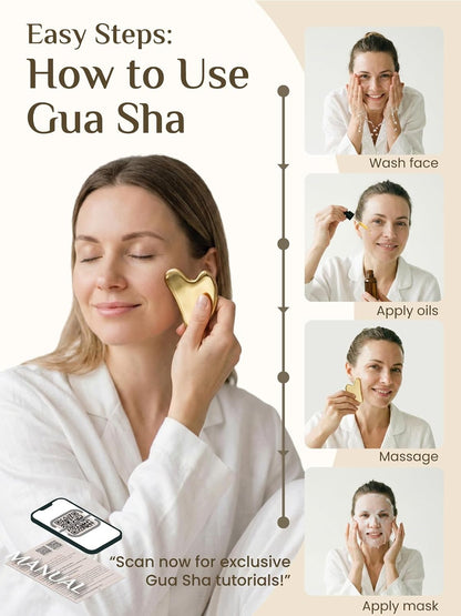 Rena Chris Gua Sha Facial Tools, Stainless Steel Guasha Tool for Acupuncture, Manual Massage Tool for Jawline Sculpting and Puffiness Reducing, Gua Sha Facial Massage Tool, Skin-Care Gift (Silver) | Face Massage Tool for Jawline Sculpting, Puffiness