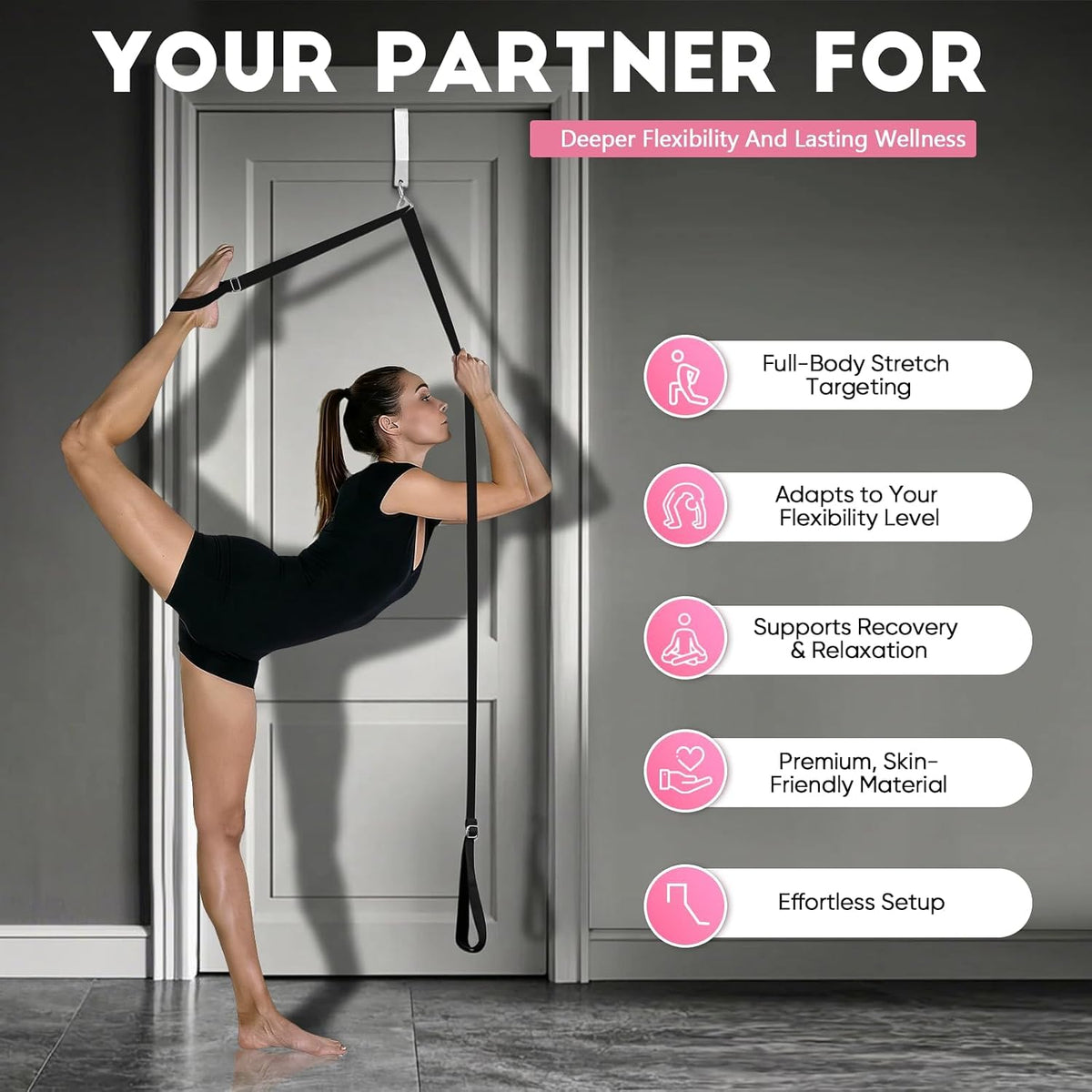 Stretching Strap with Door Anchor Improve Leg Flexibility for Splits