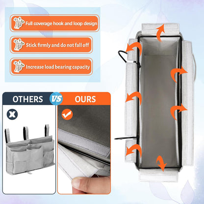 Bedside Caddy, Bedside Storage Bag Hanging Organizer for Bunk Dorm Bed Rail | Bed Caddy with Hooks, Top Bunks and Dorm Essentials for Water, Tissues, Tablets, Books, Phones, Remotes and Other Necessories