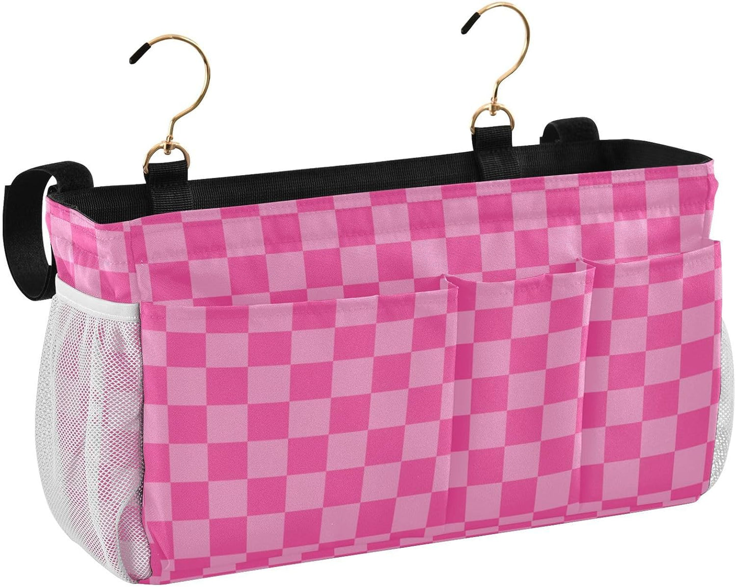 Black Bedside Caddy Storage Bag Bedside Organizer for Bed Rails College Dorm Room Organizer Caddy Hanging Shelf 6 Pockets with Hooks for Drinks Magazine Phone Holder