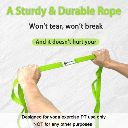 Stretching Strap Yoga Strap with Loops for Physical Therapy, Non-Elastic | 10 Loops, 75 inches length, Multi-Color Selection for Yoga Strap for Stretching, Pilates, Dance and Gymnastics