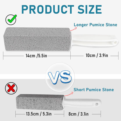 Pumice Cleaning Stone, 2 Pack Toilet Bowl Cleaner Toilet Brush, Gray | Non-Slip Long Plastic Handle, for Kitchen, Bath, Pool, Household Cleaning