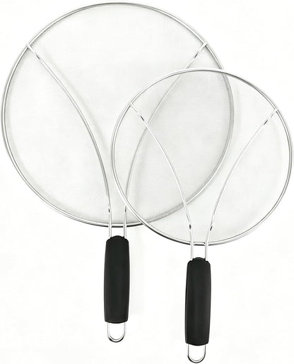 Stainless Steel Splatter Guard Set of 2, 13in & 9.84in for Frying Pan | Heavy Duty Grease Splatter Screen, Oil Splash Protection, Dishwasher Safe, Easy to Hang