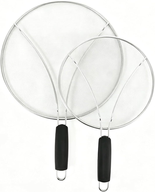 Stainless Steel Splatter Guard Set of 2, 13in & 9.84in for Frying Pan | Heavy Duty Grease Splatter Screen, Oil Splash Protection, Dishwasher Safe, Easy to Hang