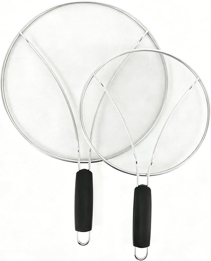 Stainless Steel Splatter Screen Set of 2, 13in & 9.84in for Frying Pan