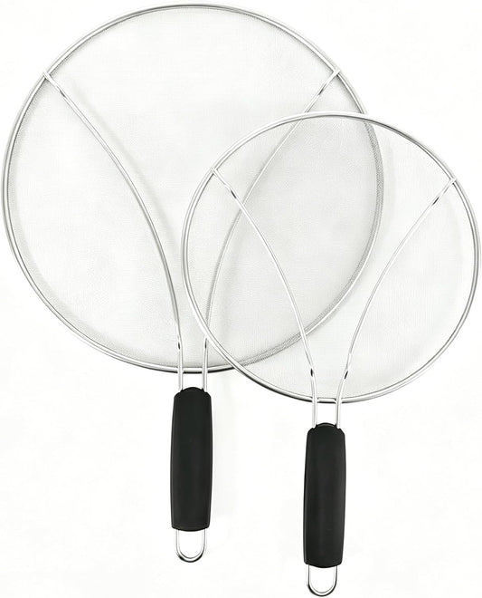 Stainless Steel Splatter Screen Set of 2, 13in & 9.84in for Frying Pan