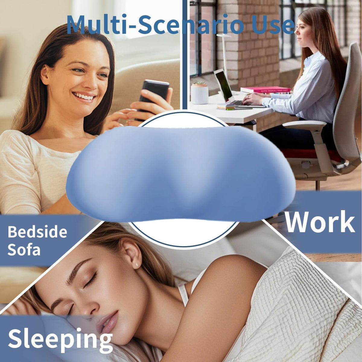 GDLKPS Sleep Lumbar Support Pillow is Used to Relieve Low Back Pain.Memory Foam Back Wedge Bolster Pillow for Side Sleepers for Car, Bed, Chair, Sofa Lower Back Pillow for Sleeping (Blue)