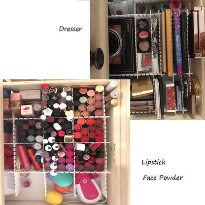 OJYUDD 12PCS DIY Plastic Grid Drawer Dividers,White Adjustable Sock Underwear Dresser Drawer Organizers Divider for Stationary Storage