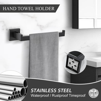 TURS Bathroom Hardware Set Black 4-Piece Towel Bar Set Include 24 Inch Towel Bar Hand Towel Holder Towel Hook Toilet Paper Holder with Shelf Wall Mounted Stainless Steel Bathroom Accessories Set