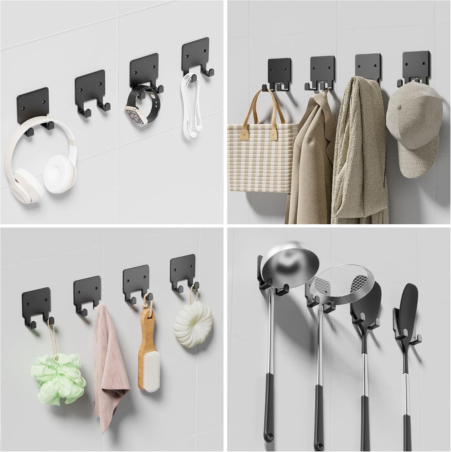 GTK Key Holder for Wall Key Hooks with Tray and 6 Hooks, Wall Mounted Key Holder for Hallway, Key Rack with Shelf for Mail Storage (Black)