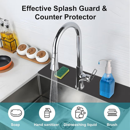 Customizable Kitchen Sink Faucet Mat: 30"Lx5.5"W Absorbent Splash Guard | Non-slip Fabric Rubber Mat, Cut to Fit Oval Rectangle Square Faucet & 2,3,4 Holes Irregular Sink with Soap Dispenser Air Gap