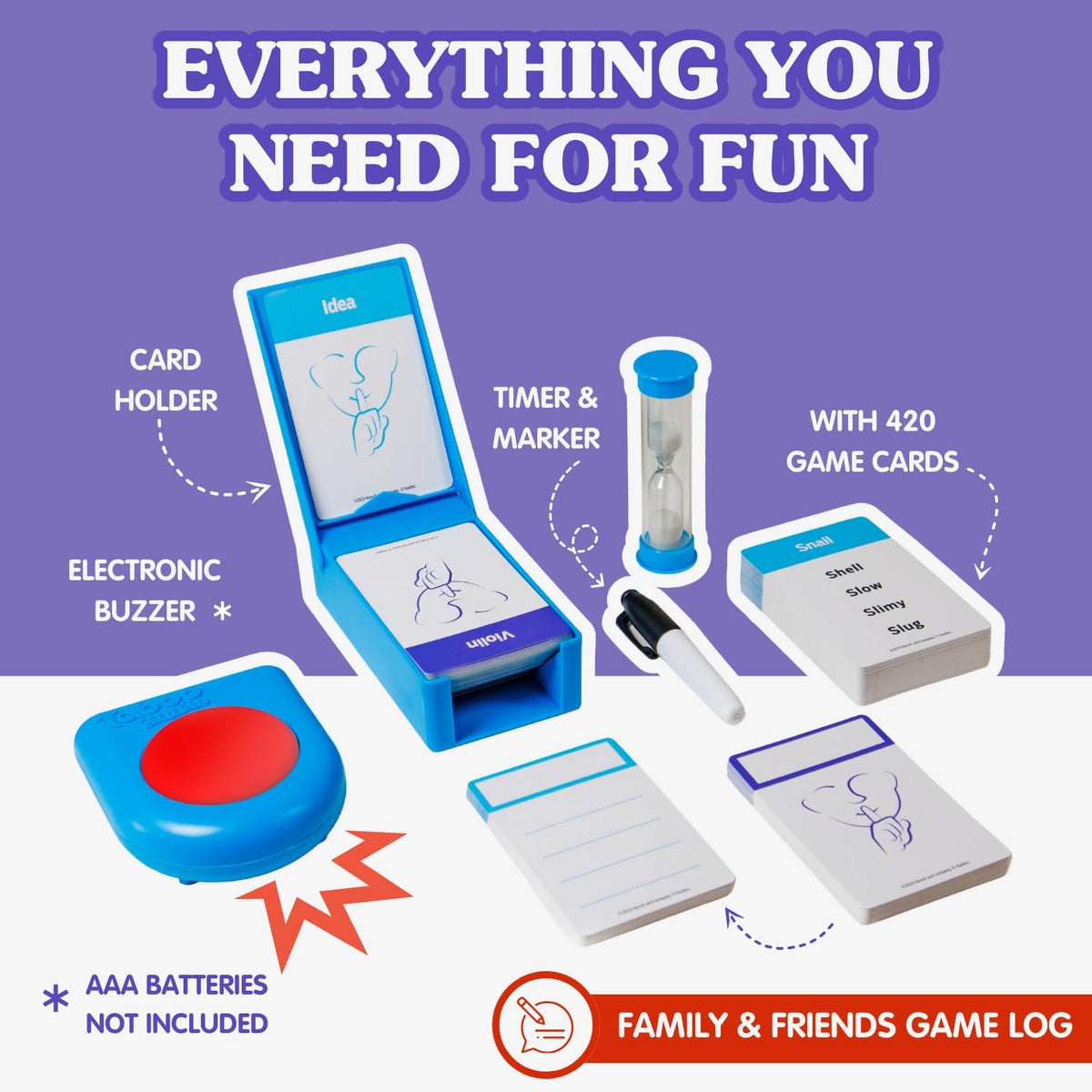 Ageless Games Taboo Charades - Classic Word Guessing & Charades Game for Older Adults - Big Easy to Read Cards for Low Vision - 80 Customizable Word Guess Cards - Fun Family Card Game for Ages 13-103
