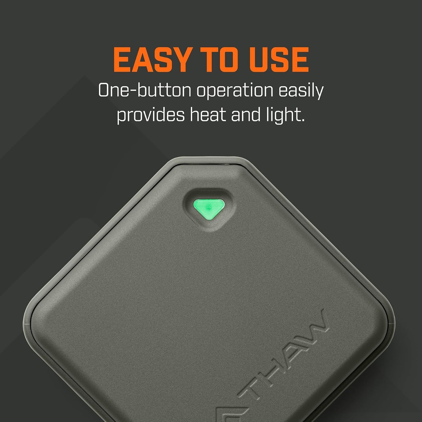 THAW Rechargeable Mini Hand Warmer | Double-Sided Heating, Up to 4 Hours, Rechargeable USB-C, Durable Impact-Resistant Construction, Integrated LED Light