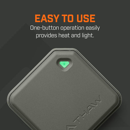 THAW Rechargeable Mini Hand Warmer | Double-Sided Heating, Up to 4 Hours, Rechargeable USB-C, Durable Impact-Resistant Construction, Integrated LED Light