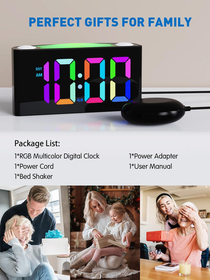 Vibrating Alarm Clock for Heavy Sleepers with Bed Shaker, 3 Wake-Up Modes