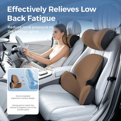 BEBAS Lumbar Support Pillow for Car, Memory Foam Back Cushion for Driving