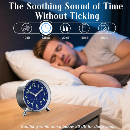 Analog Alarm Clock Night Ligh Battery Operated for Bedroom