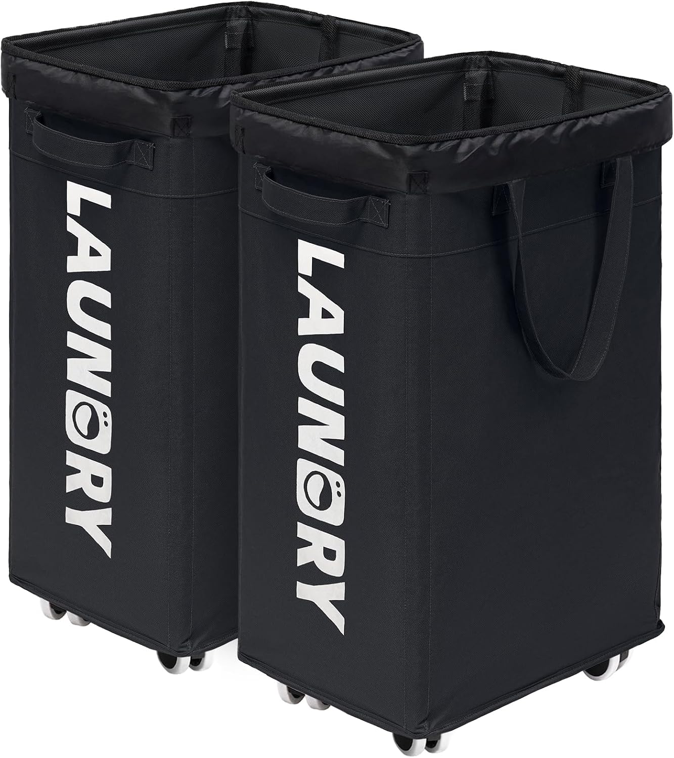 CHICVITA 75L Large Rolling Laundry Basket with Wheels & Wash Bag, Grey | Collapsible design saves space for corner dorms. Removable wash bag for easy laundry transport