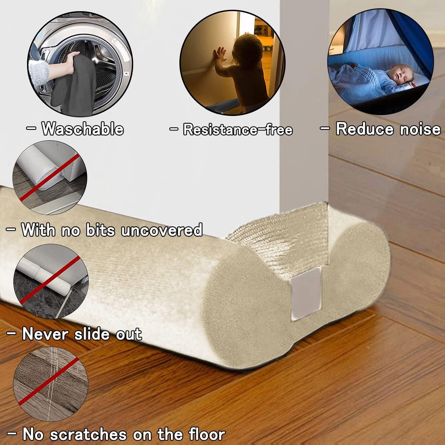 BKSAI Door Draft Stopper for Doors 29-35" No Adhesive Draft Stopper for Bottom of Door Draught Excluder Under Door Wind Blocker Reduce Noise Draught Excluder Sweep Sound Proof(Black) | No Adhesive, For Bottom of Door, Wind Blocker, Reduce Noise, Sound