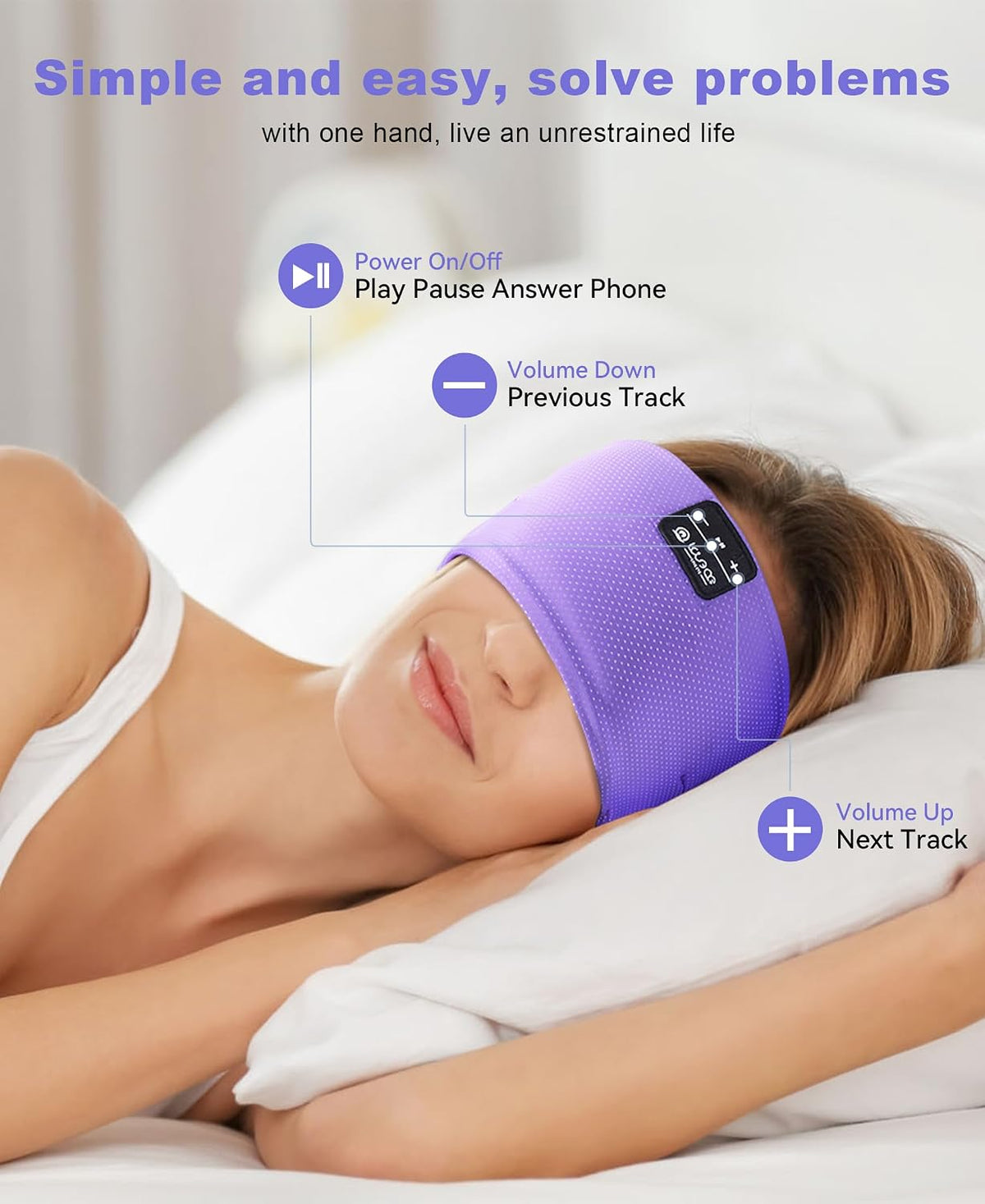 LOVE EYE Wireless Bluetooth 5.4 Sleep Headband Headphones for Side Sleeper