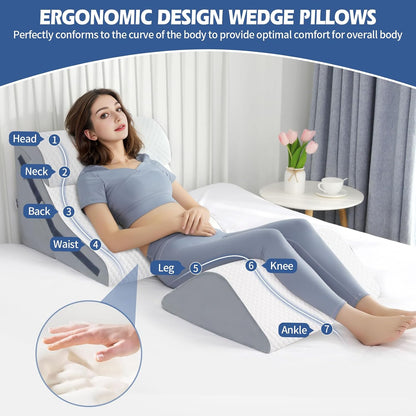 Simpledad Wedge Pillow for Sleeping, Orthopedic Bed Wedge Pillow Set