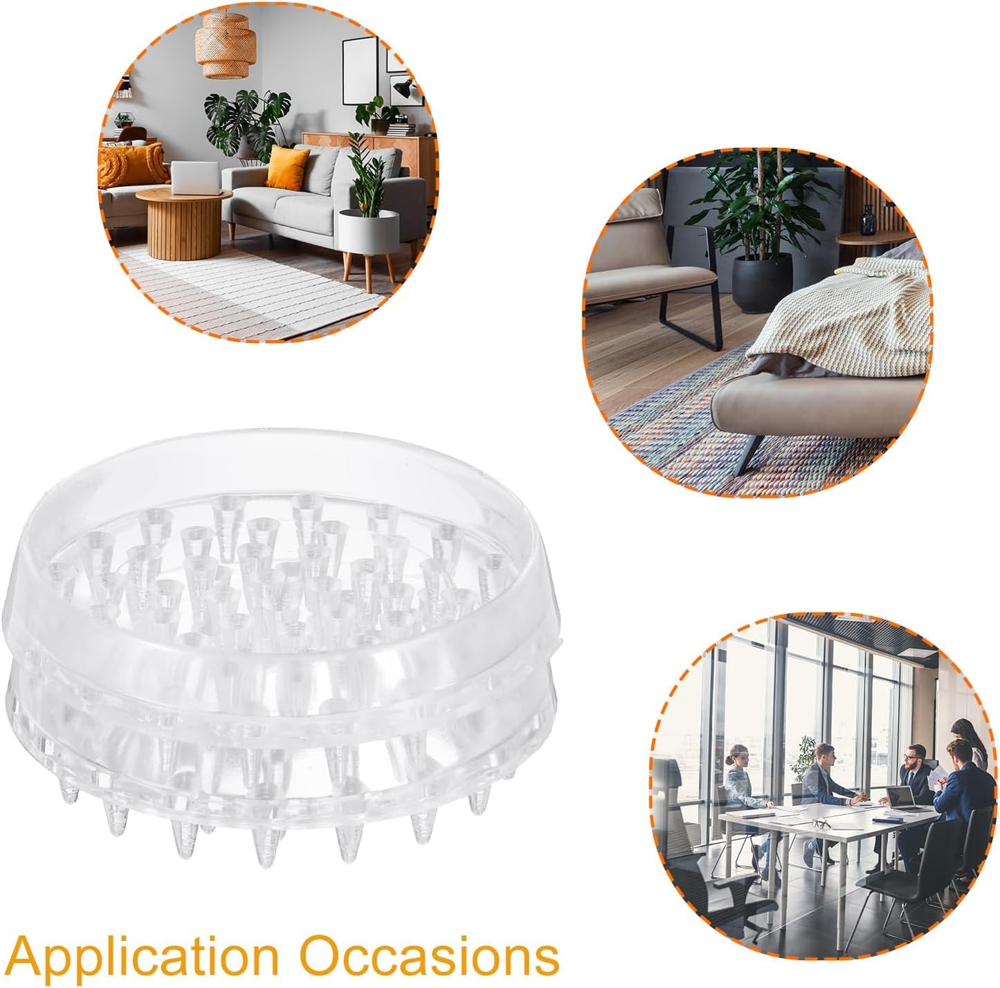 uxcell 4 Pcs Carpet Protectors Spiked Caster Cups 1.46" Round Spiked Furniture Cup Furniture Carpet Protectors for Furniture Legs Table Chair Sofa