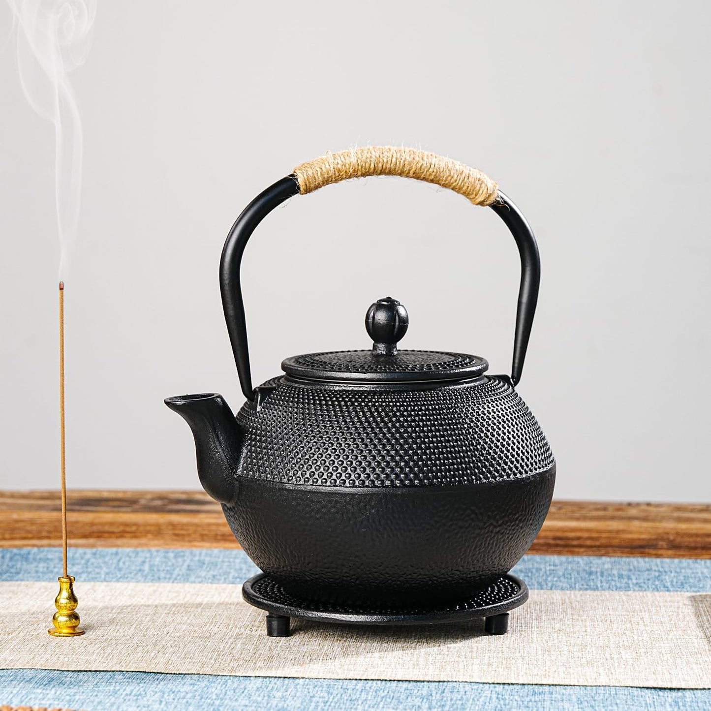 Sungmor Black Cast Iron Teapot Warmer - Base with Candle Holder | Heat Retaining Stand for Tetsubin or Glass & Ceramic Teapots