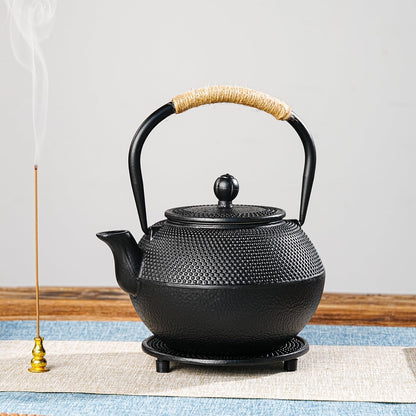 Sungmor Black Cast Iron Teapot Warmer - Base with Candle Holder | Heat Retaining Stand for Tetsubin or Glass & Ceramic Teapots