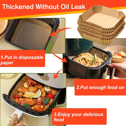 Air Fryer Liners Disposable 9 Inch, 9 inch Air Fryer Liners 125 Pcs Large Square Air Fryer Paper Liners for 5QT 6qt 8QT Air Fryer, Non-stick Parchment Paper for Frying, Baking